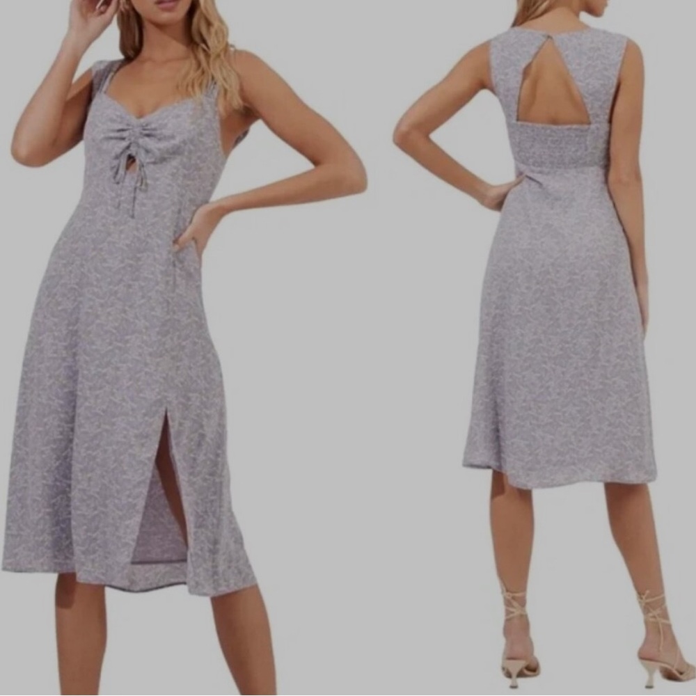 Astr Floral Sweetheart Midi Dress